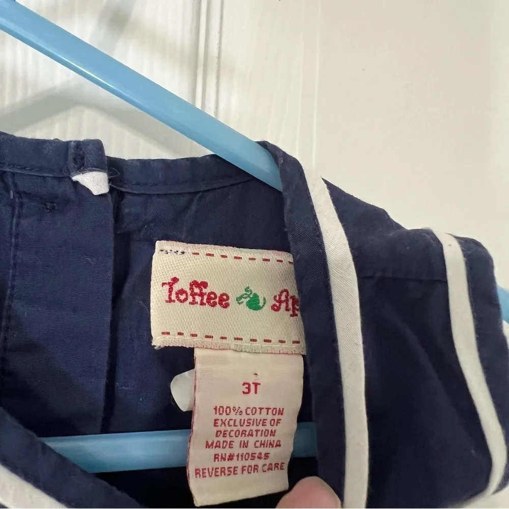 Toffee Apple Toddler Navy Blue Retro Nautical Sleeveless Dress Size 3T